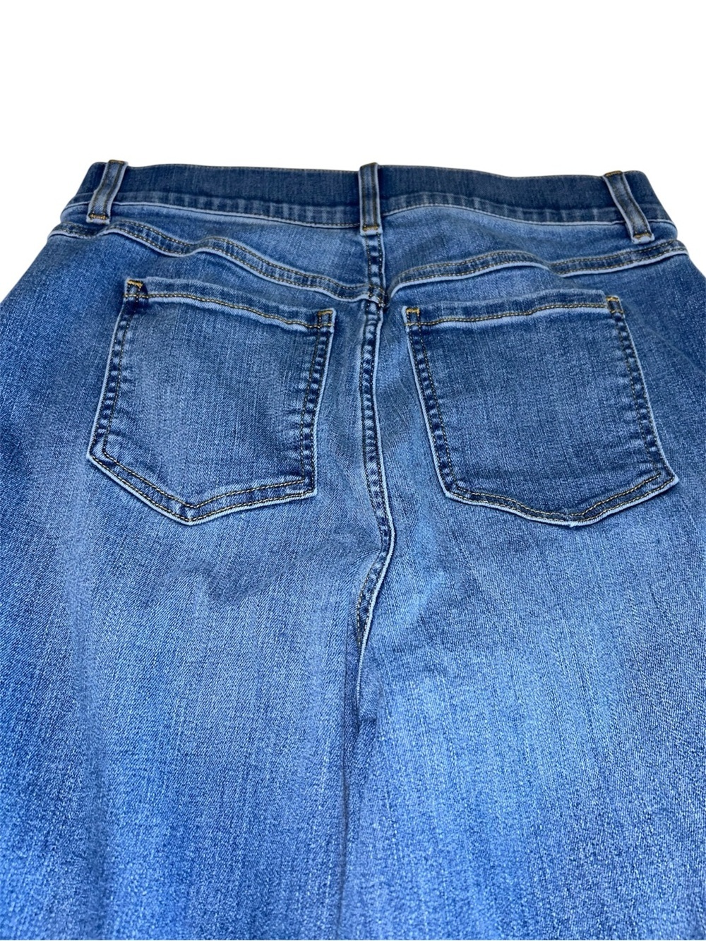 SPANX Wide-Leg, Front Seam, High-Rise Jeans in Medium Blue - Picture 5 of 10